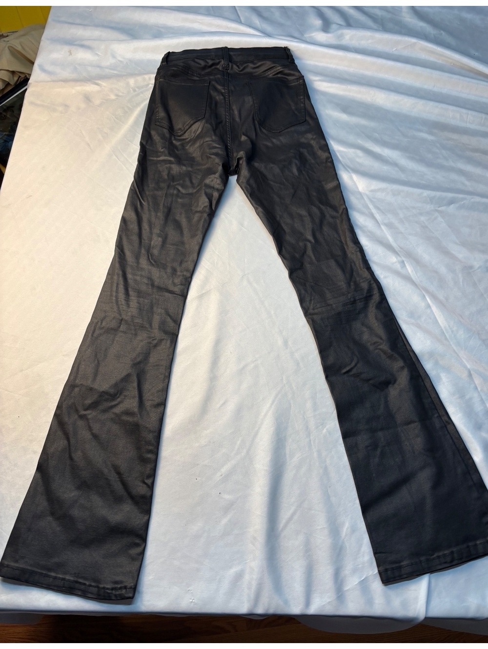 PrettyLittleThing Black Faux Leather Flared Pants Size 4 - Picture 6 of 11
